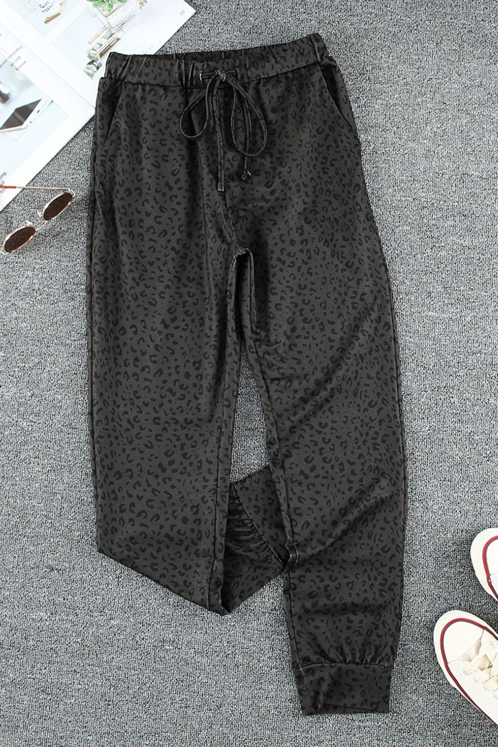 Black Leopard Joggers