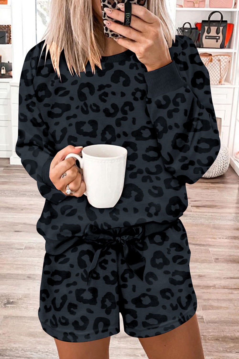 Gray Leopard Pajama Set