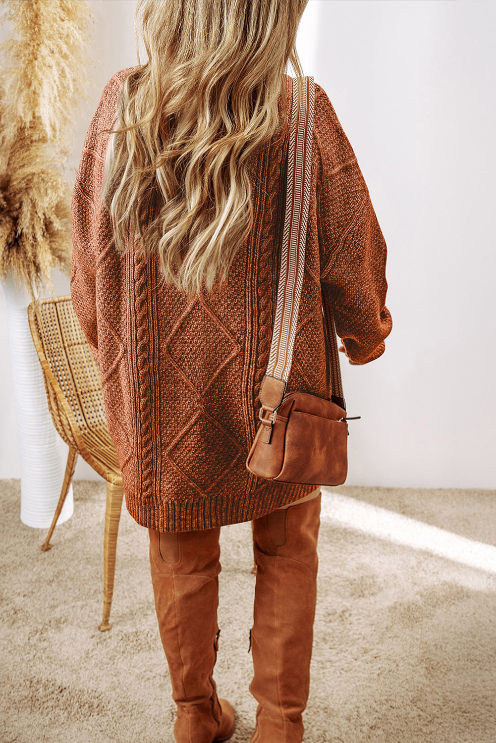 Knit Drop Shoulder Loose Fit Sweater Dress