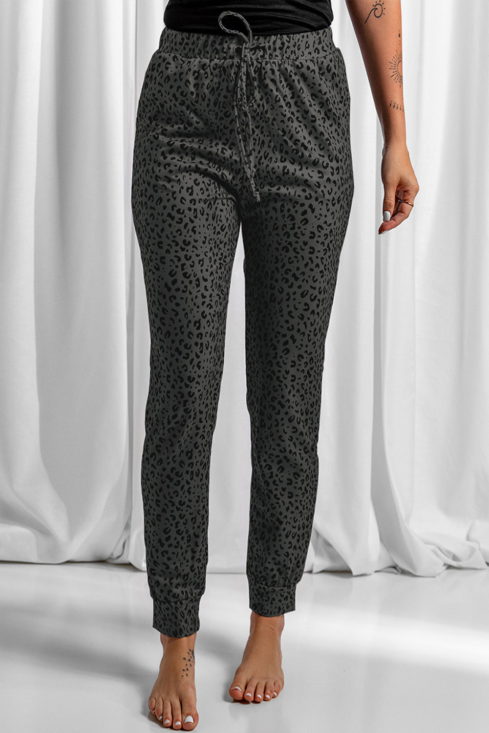 Black Leopard Joggers