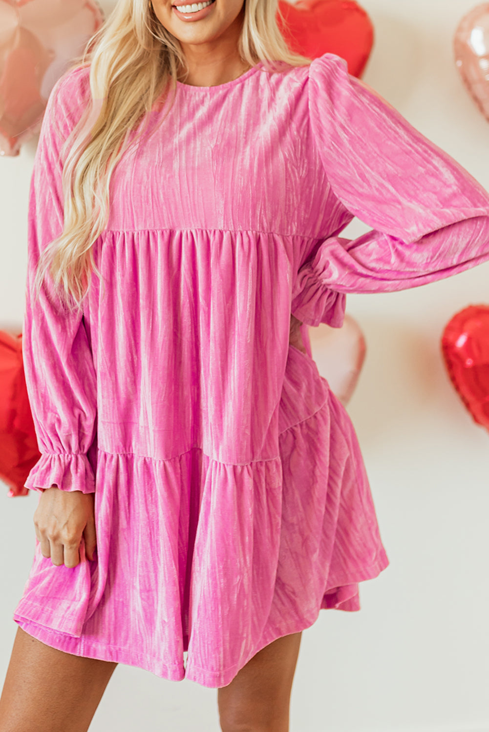 Strawberry Pink Velvet Mini Dress
