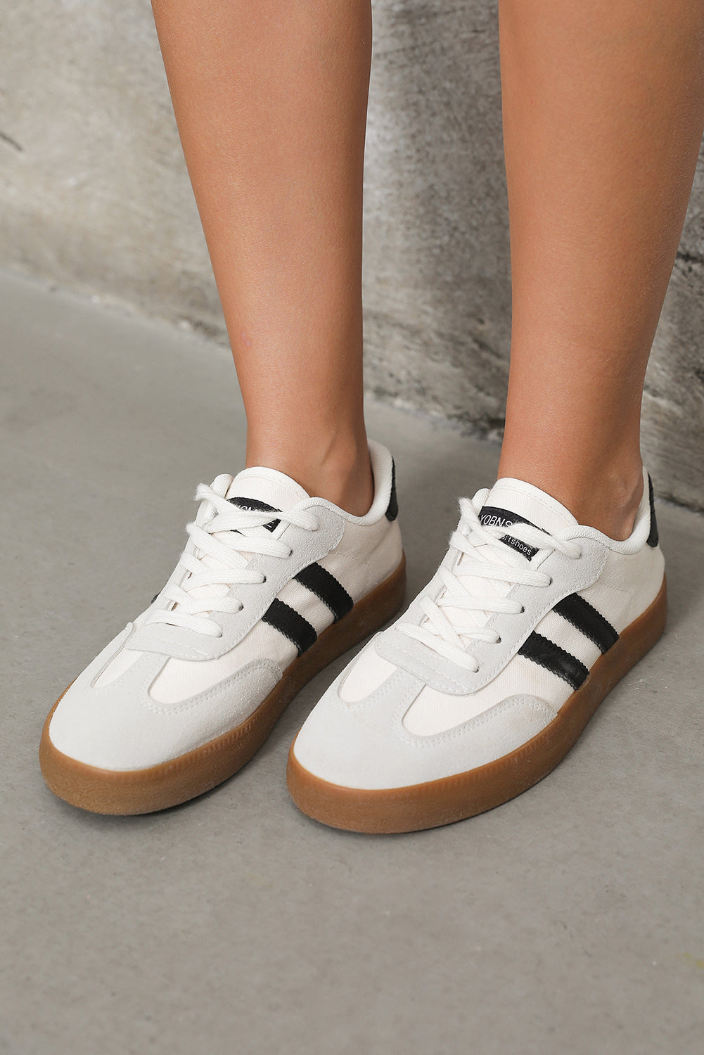Striped Lace-up Flat Sneakers