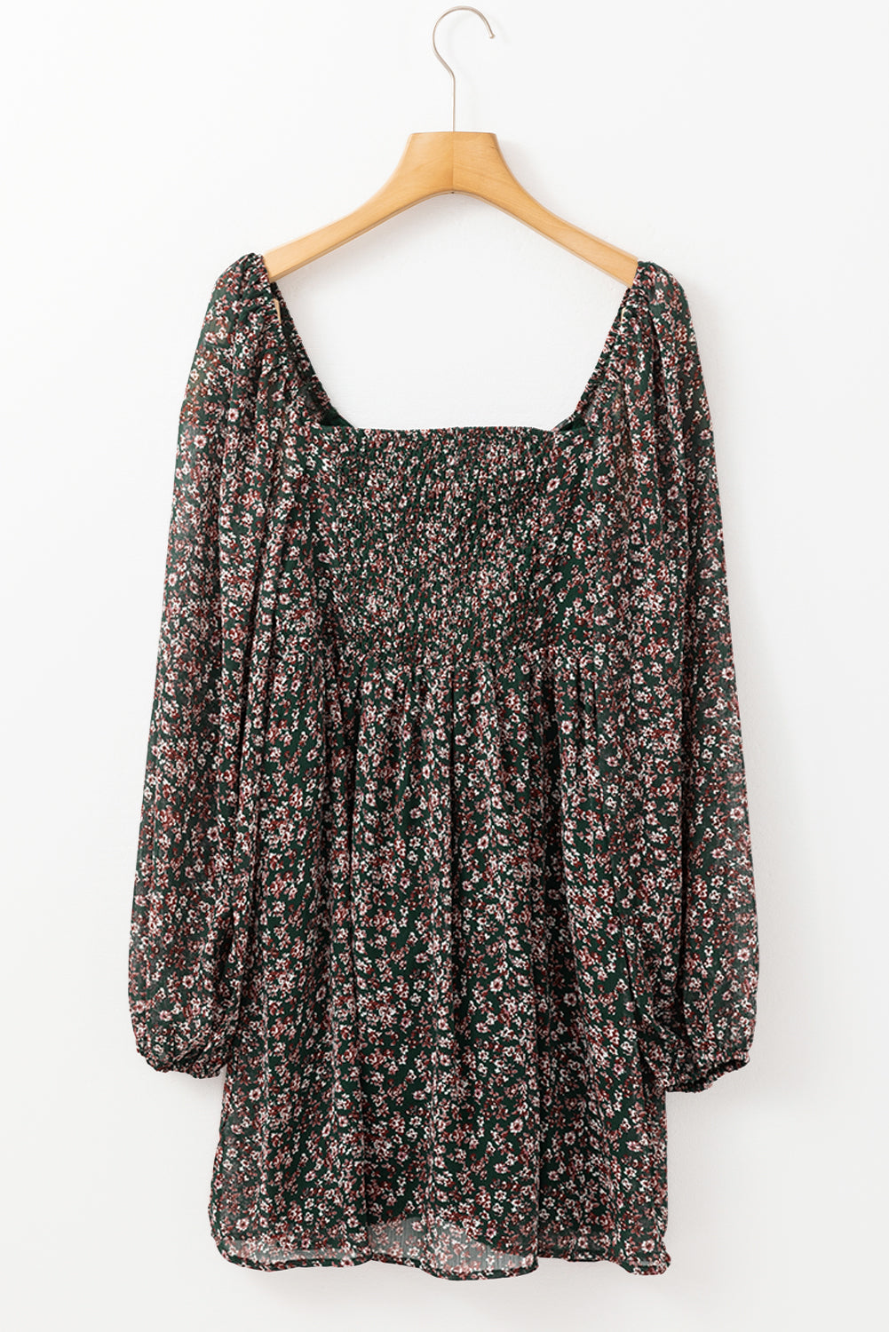 Floral Print Sweetheart Neck Shirred Back Dress