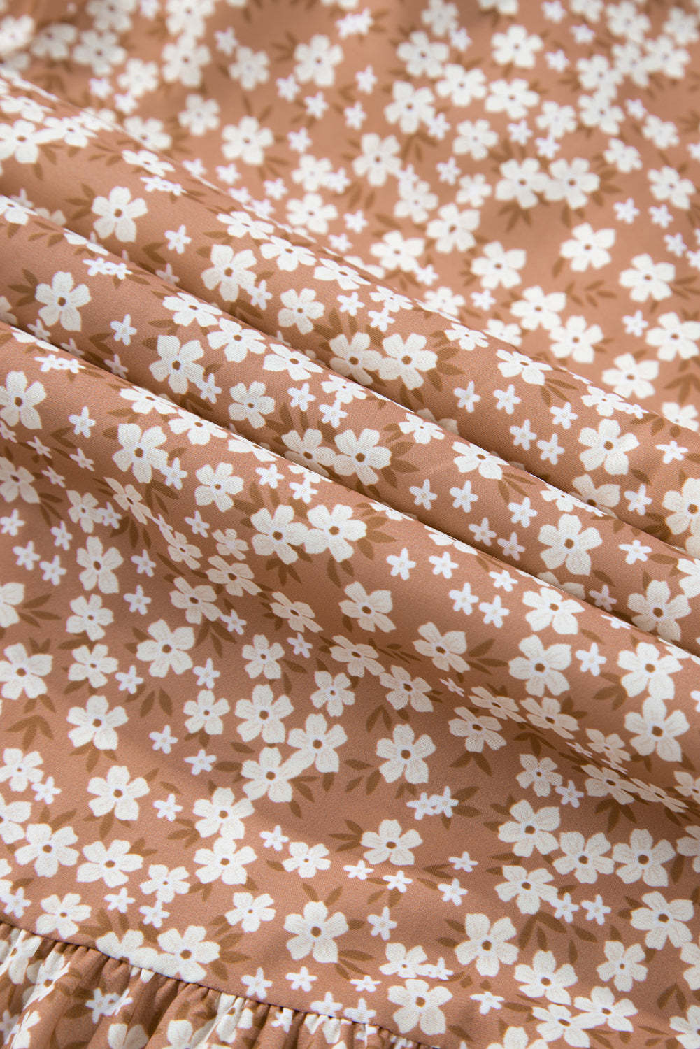 Khaki Smocked Bodice Floral Jumpsuit