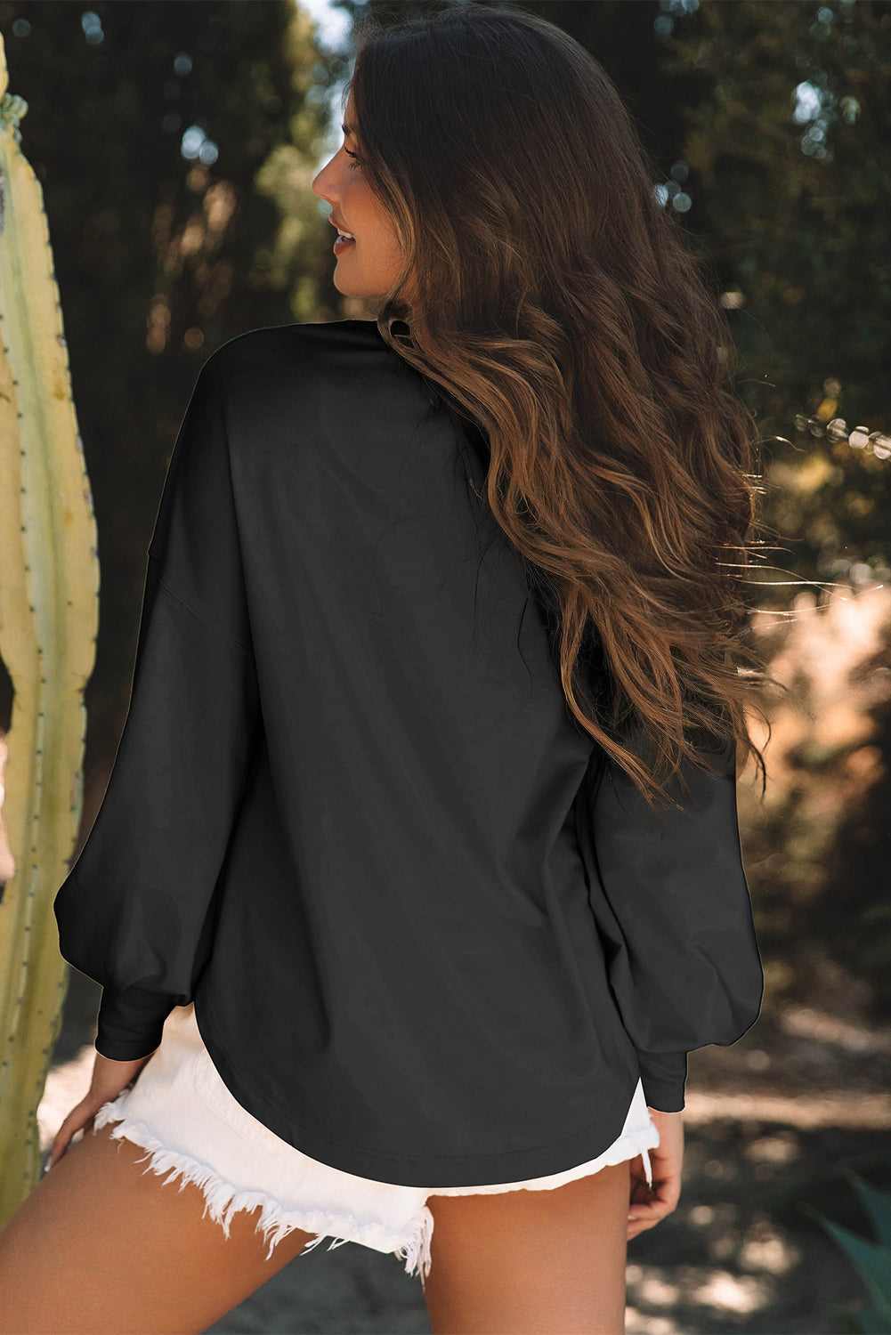 Studded Star Oversized Long Sleeve Top