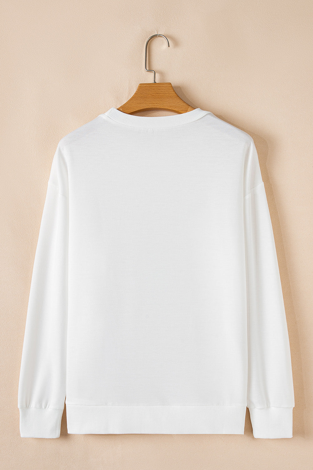 Beige Bow Drop Shoulder Loose Sweatshirt