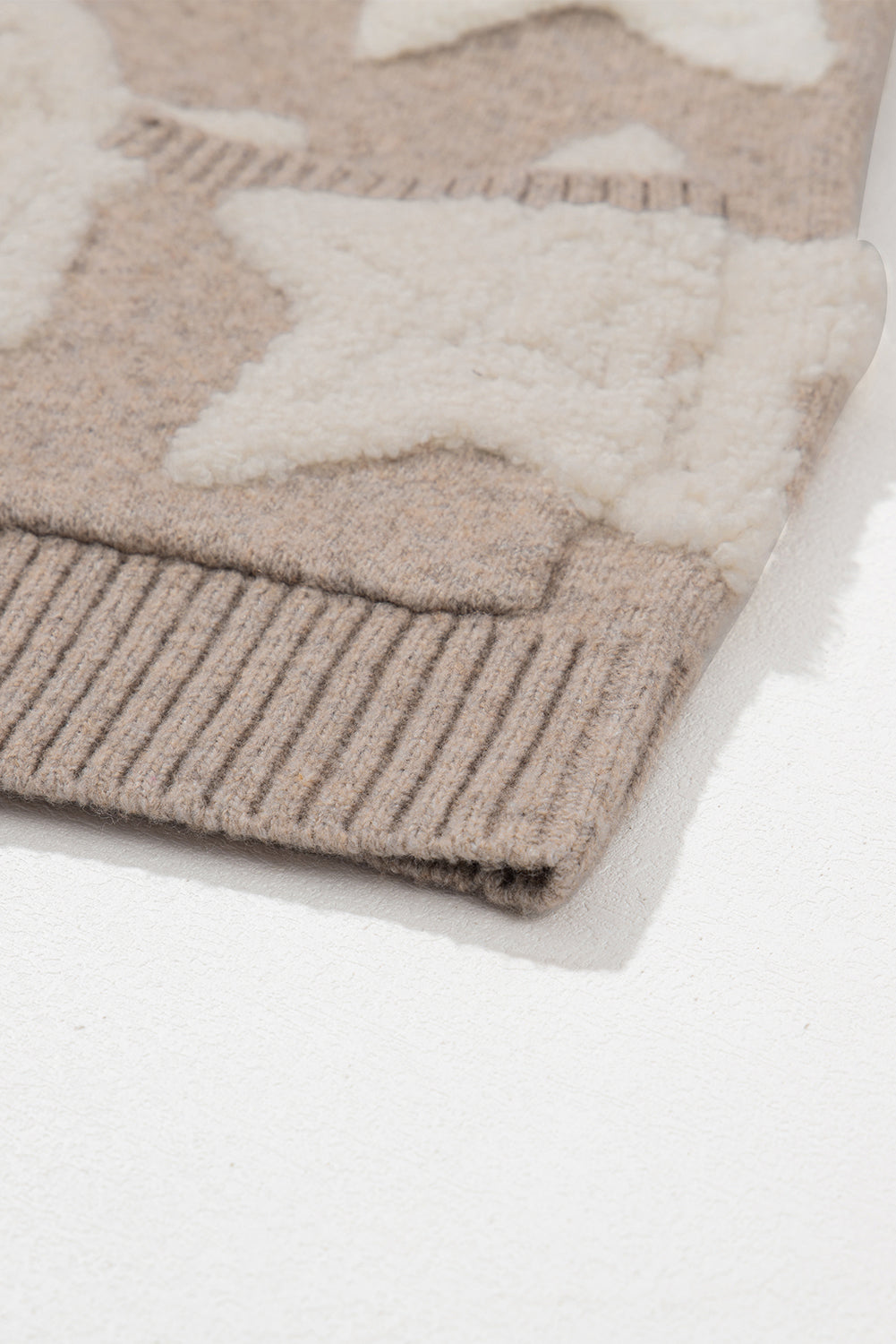 Sherpa Star Pattern Sweater Cardigan with Pockets