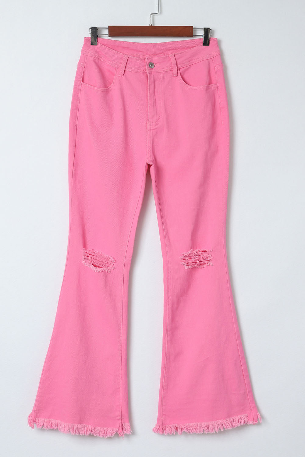 Pink Vintage High Waist Flare Leg Jeans