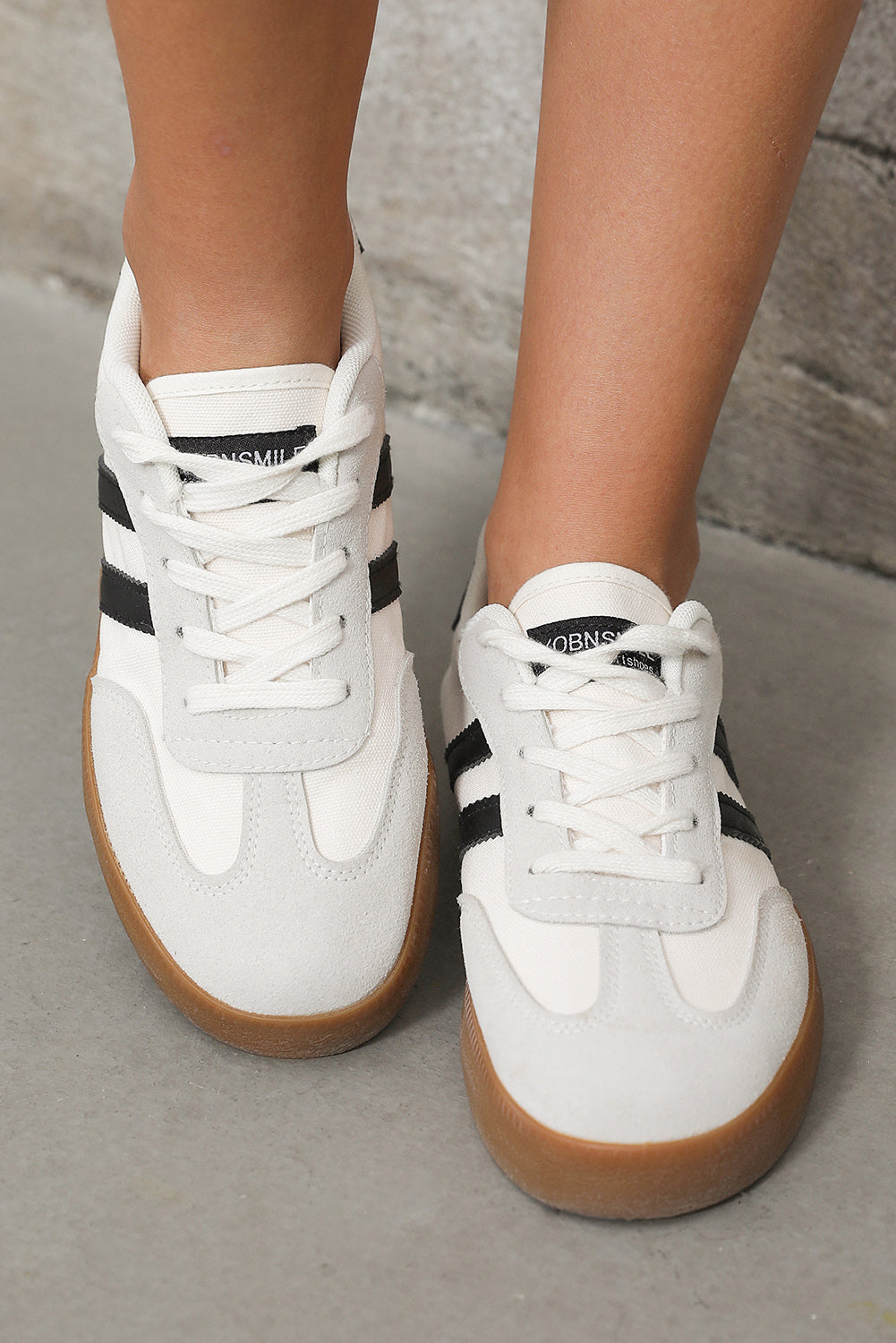 Striped Lace-up Flat Sneakers