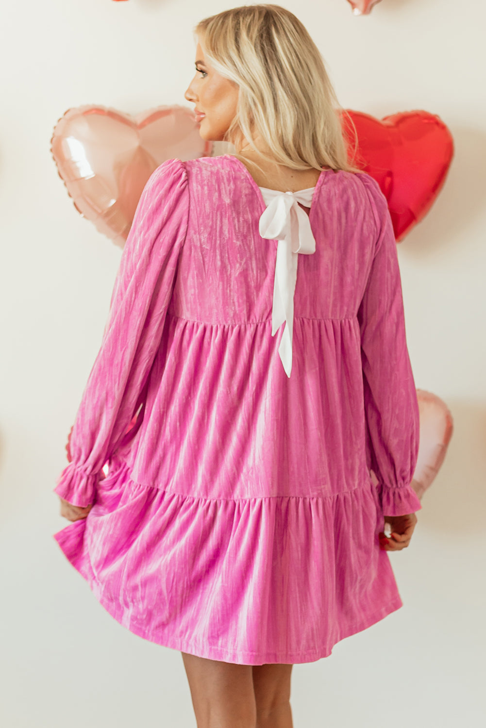 Strawberry Pink Velvet Mini Dress
