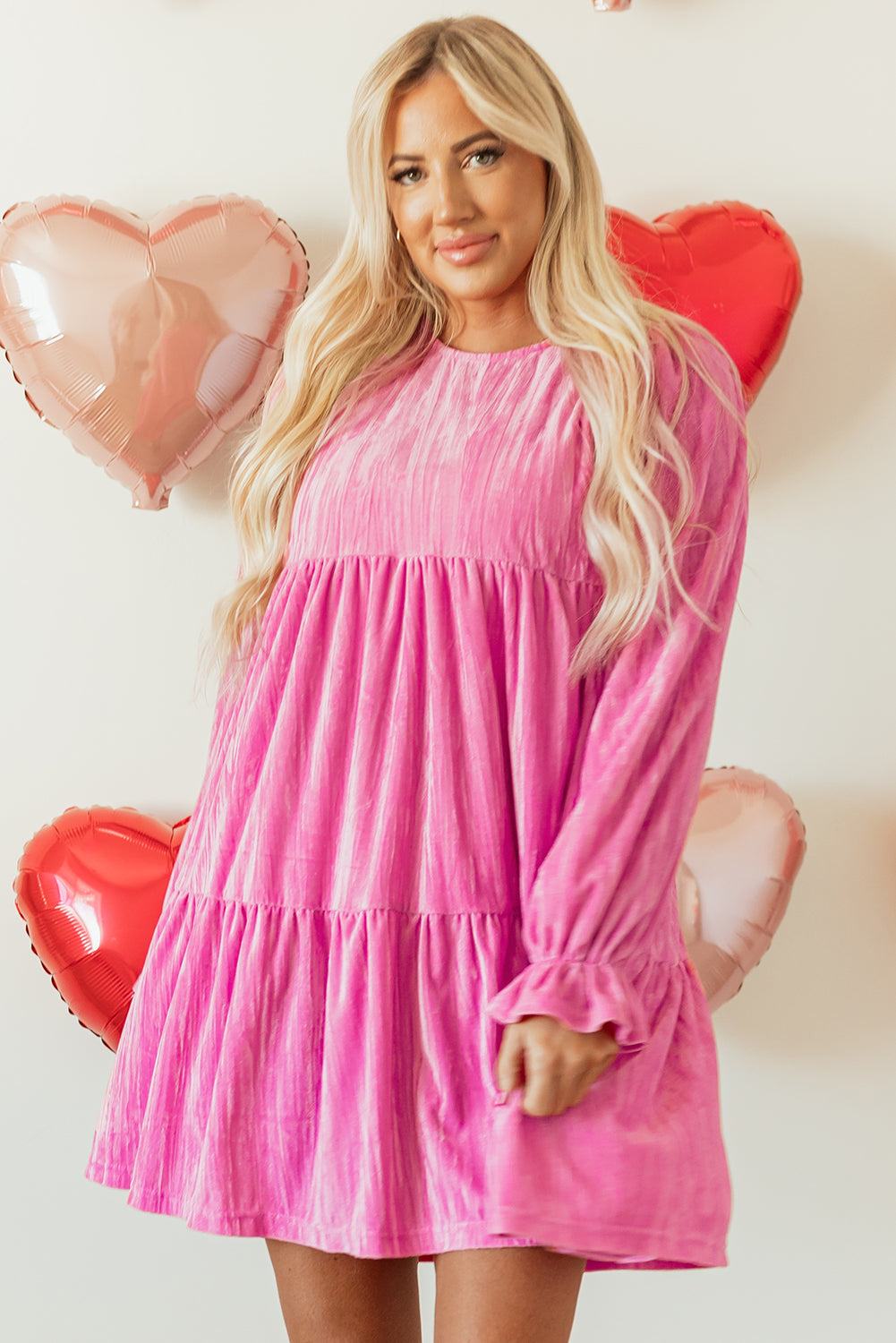 Strawberry Pink Velvet Mini Dress