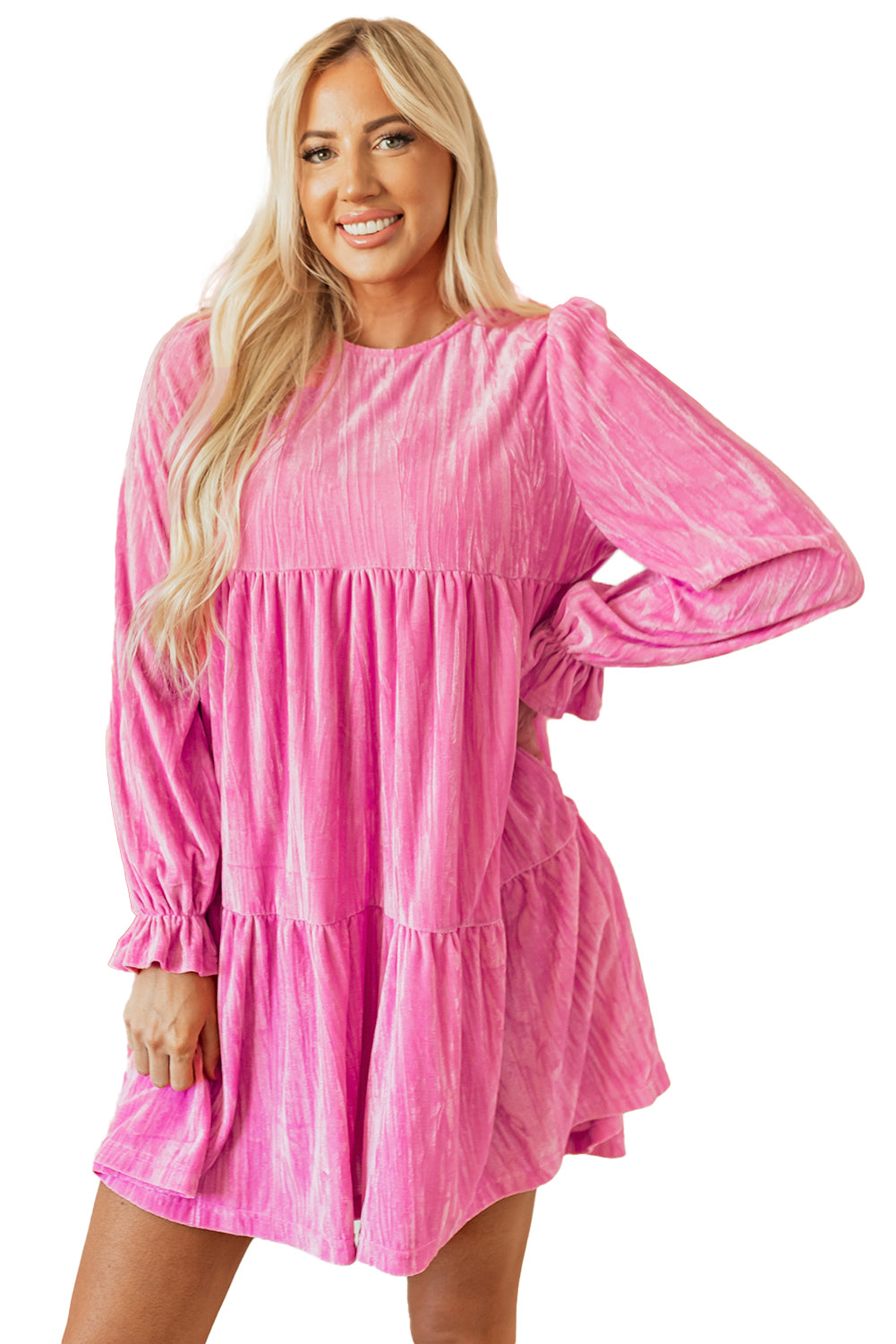 Strawberry Pink Velvet Mini Dress
