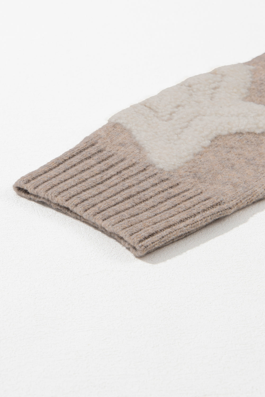 Sherpa Star Pattern Sweater Cardigan with Pockets