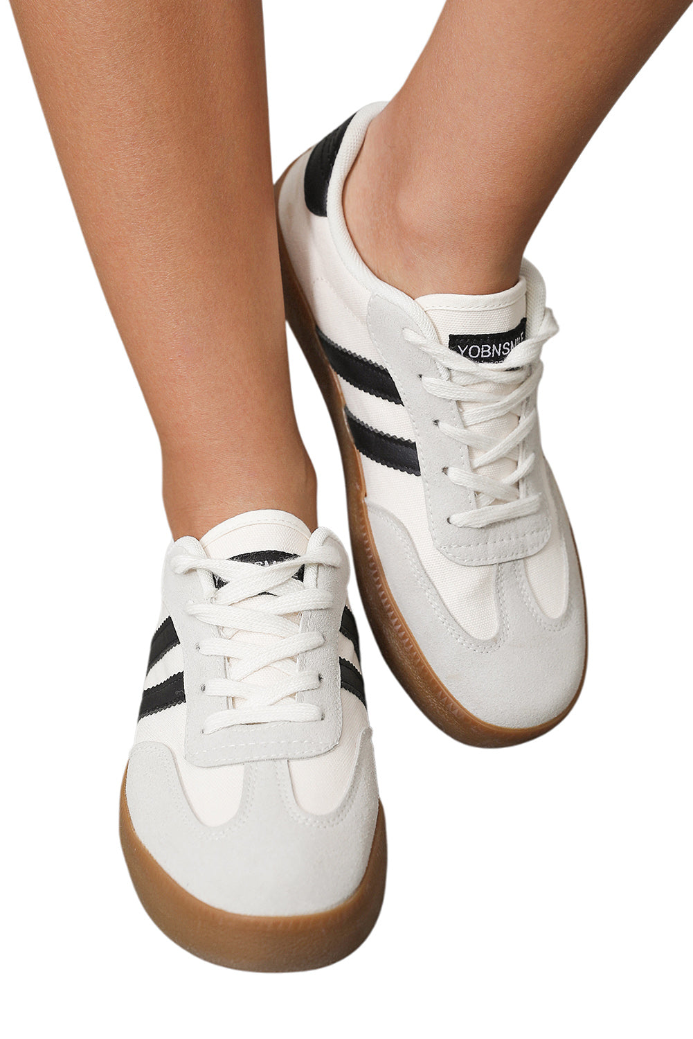 Striped Lace-up Flat Sneakers