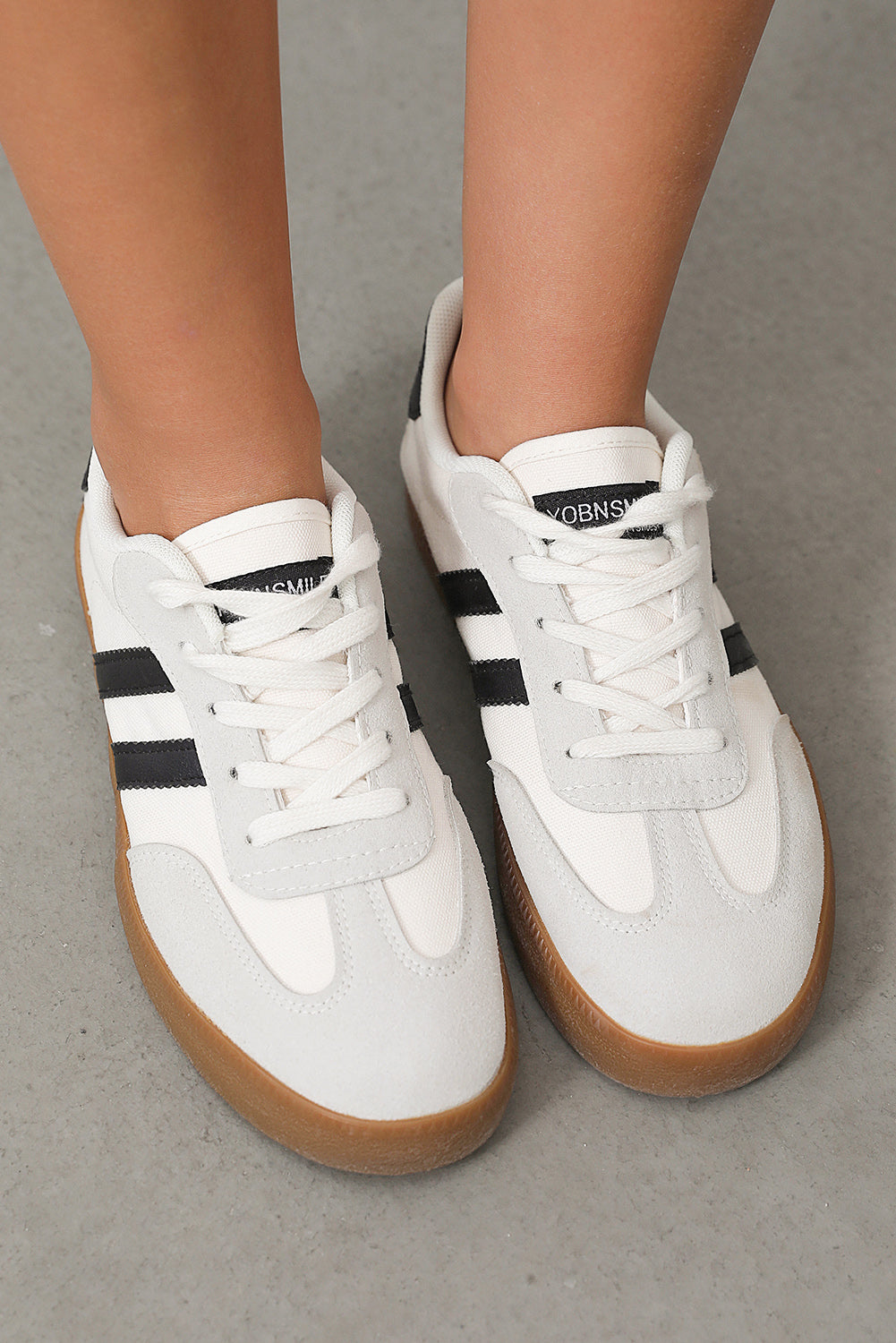 Striped Lace-up Flat Sneakers