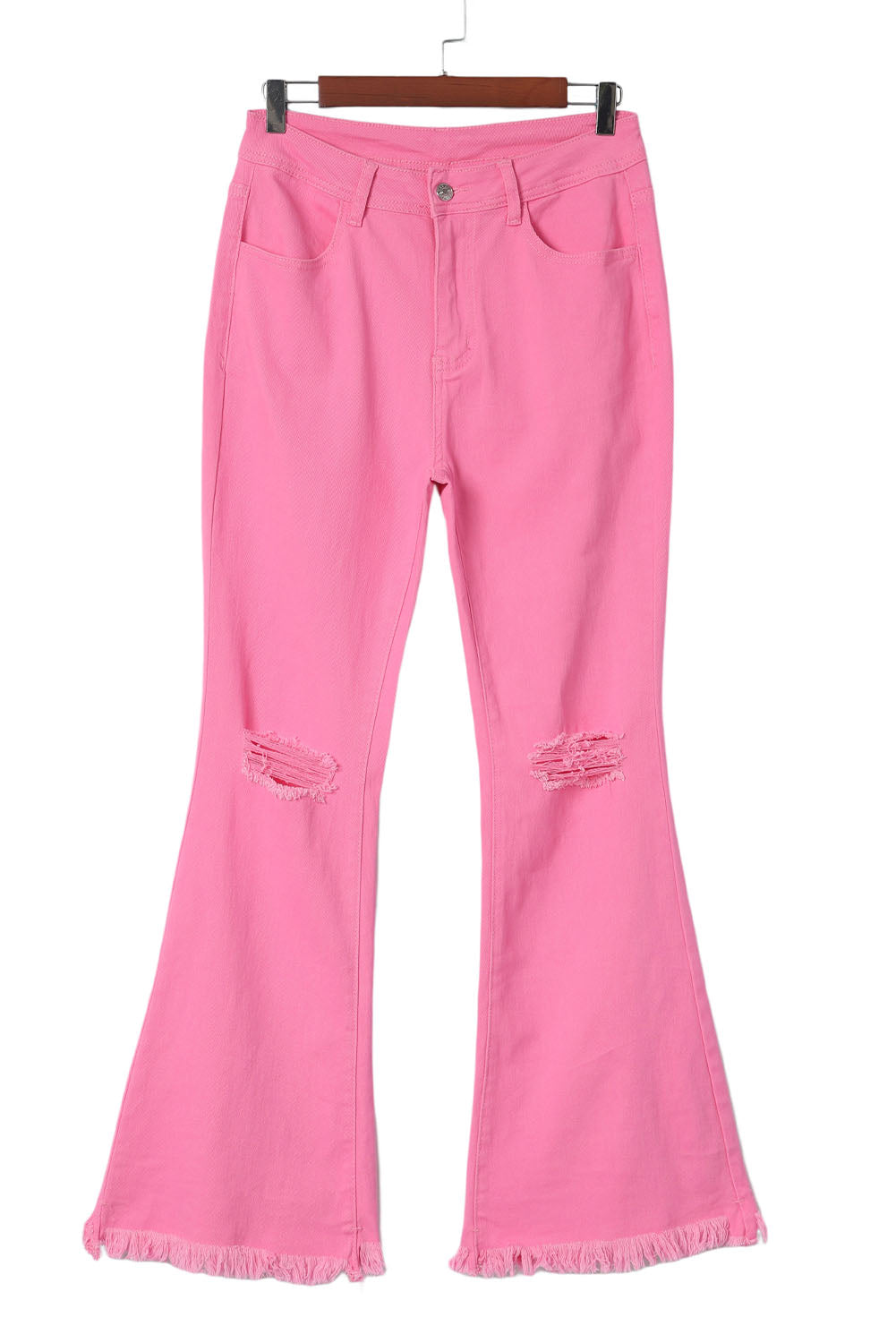 Pink Vintage High Waist Flare Leg Jeans