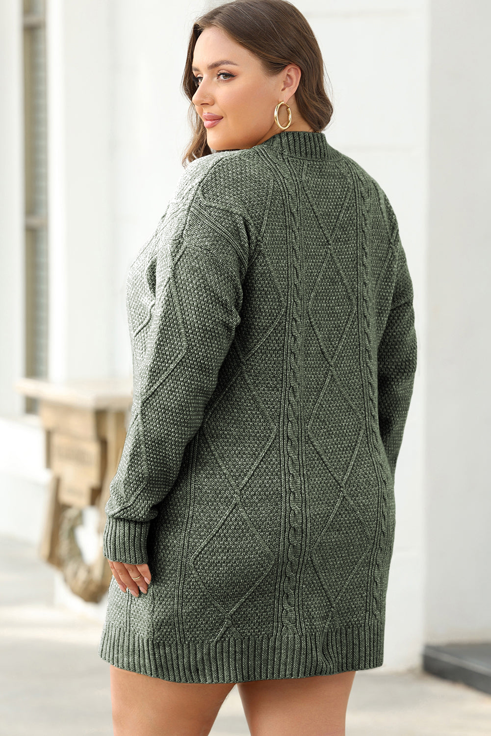 Knit Drop Shoulder Loose Fit Sweater Dress