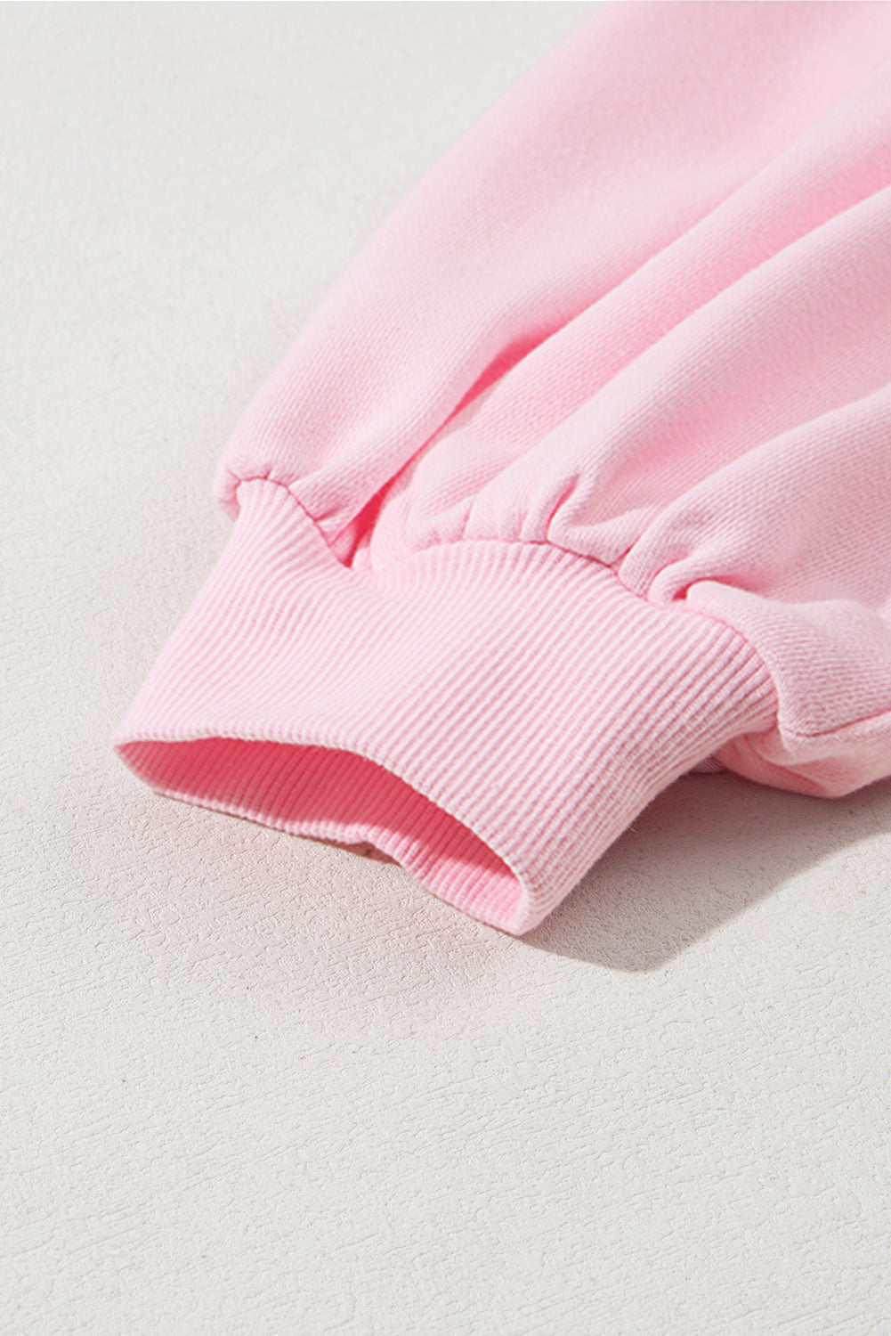 Light Pink Embroidered Bow Oversized Pullover Sweatshirt