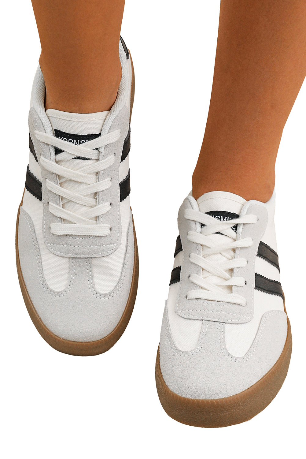 Striped Lace-up Flat Sneakers