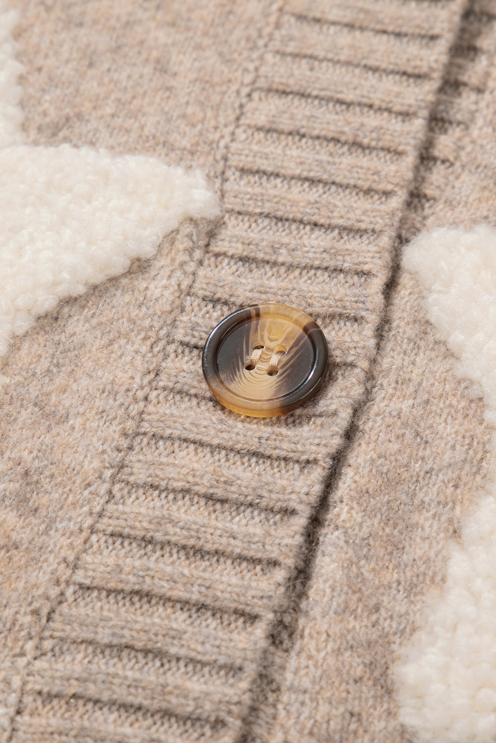 Sherpa Star Pattern Sweater Cardigan with Pockets