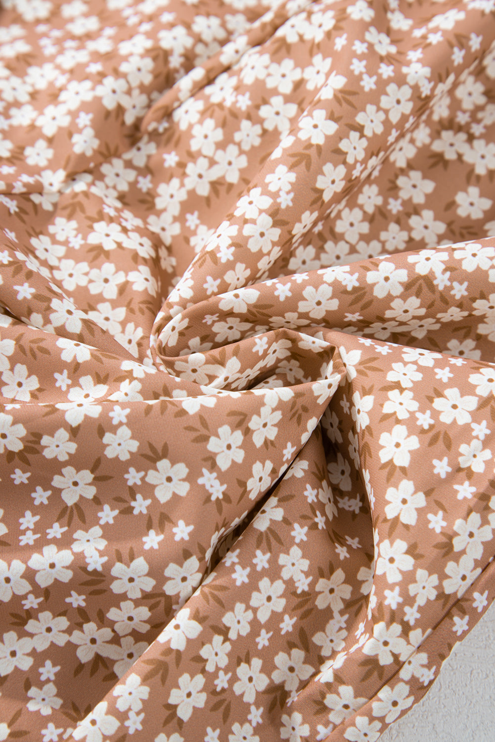 Khaki Smocked Bodice Floral Jumpsuit