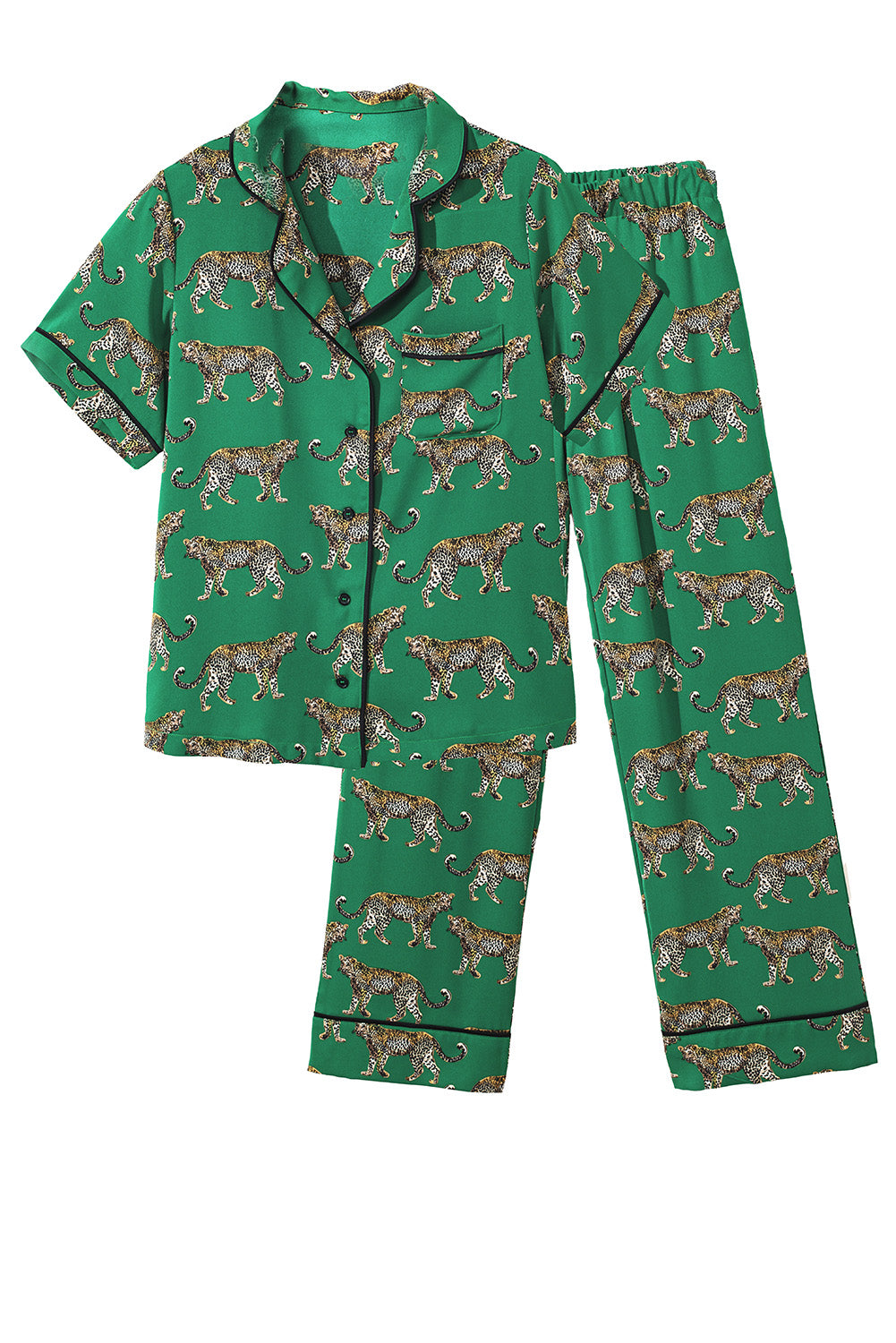 Green Cheetah Pajama Set