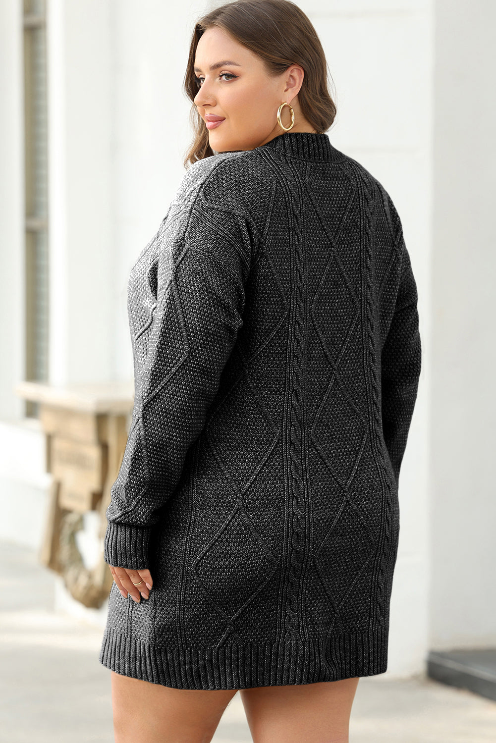 Knit Drop Shoulder Loose Fit Sweater Dress