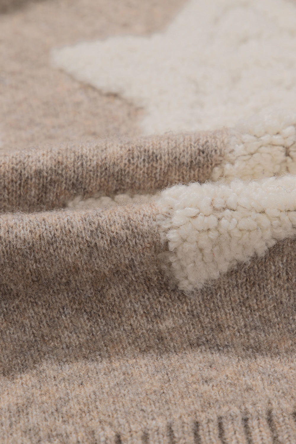 Sherpa Star Pattern Sweater Cardigan with Pockets
