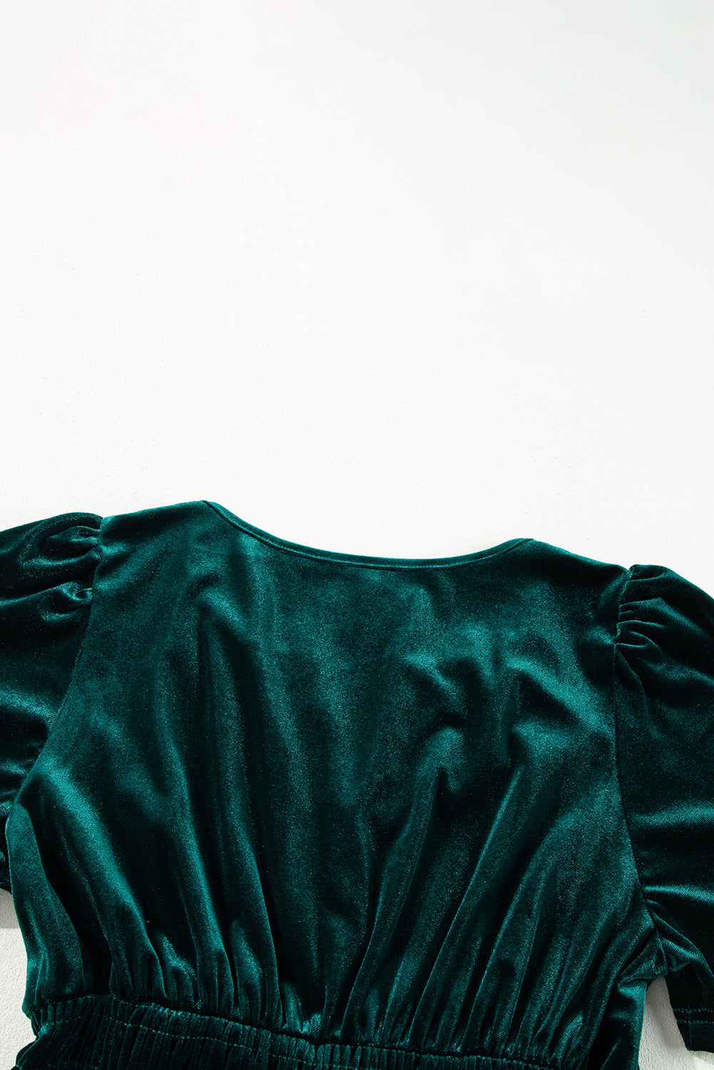 Velvet Short Sleeve Shirred Waist Tiered Maxi Dress
