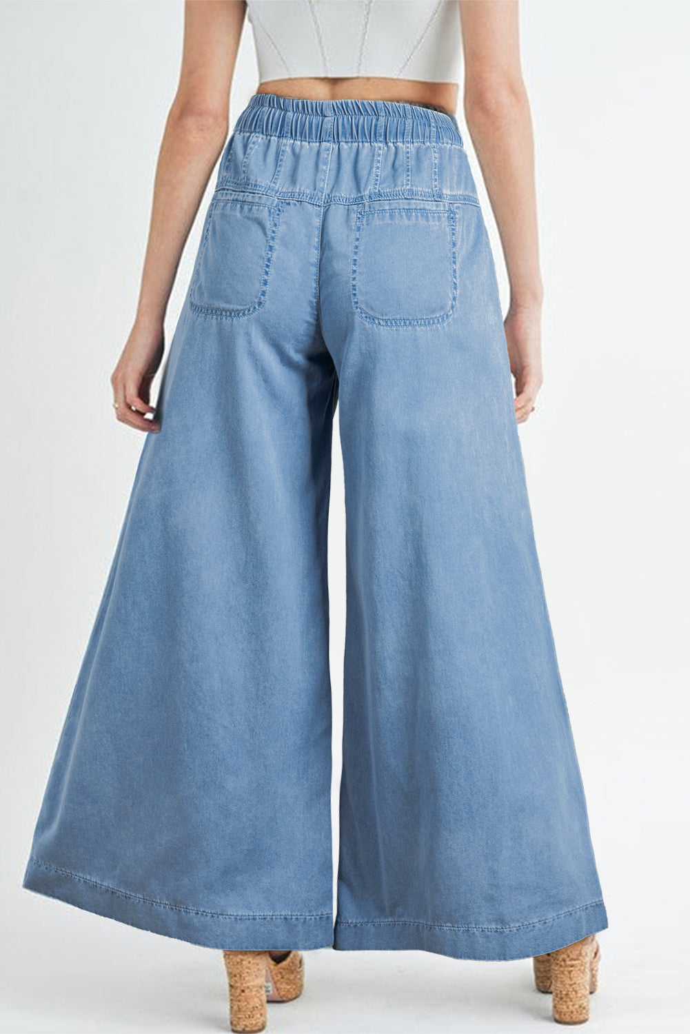 Button Fly Waist Wide Leg Jeans