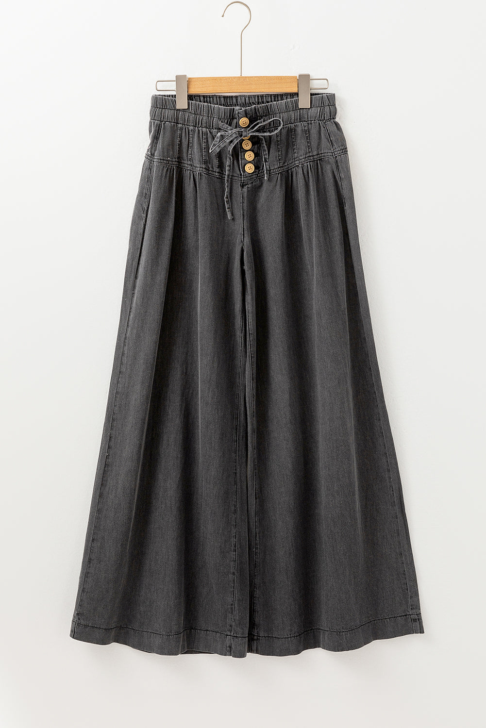 Button Fly Waist Wide Leg Jeans