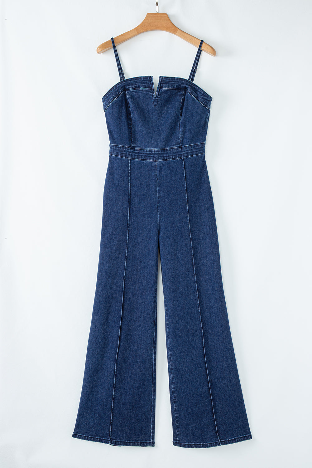 Zipper Spaghetti Strap High Waist Flared Jumpsuit