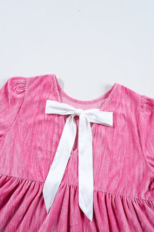 Strawberry Pink Velvet Mini Dress