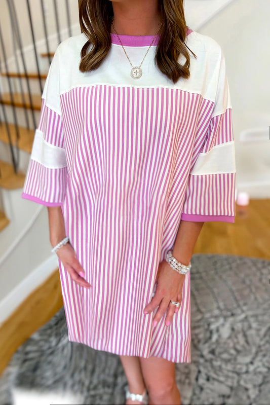 Phalaenopsis Striped Patchwork Mini Dress