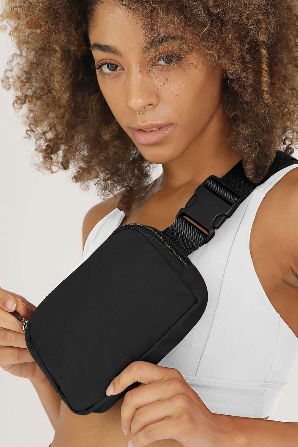 Black Waterproof Zipped Crossbody Bag 20*5*14cm