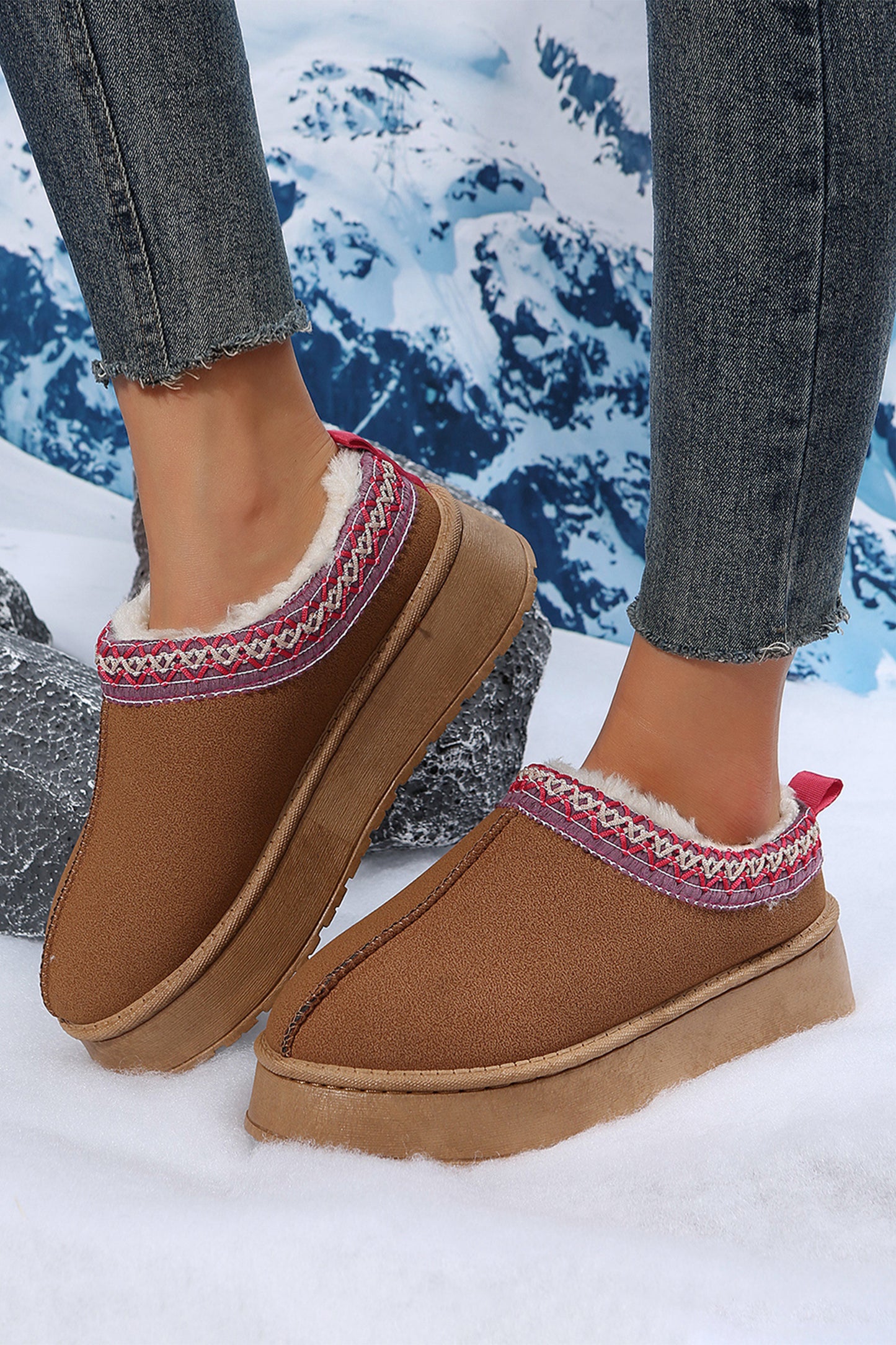 Suede Plush Lined Snow Boots