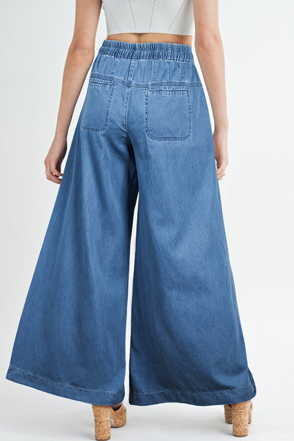 Button Fly Waist Wide Leg Jeans
