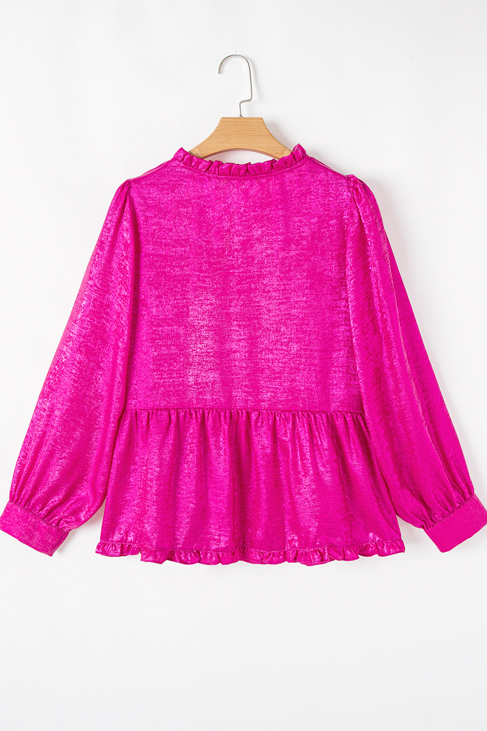 Frilled V Neck Puff Sleeve Babydoll Blouse