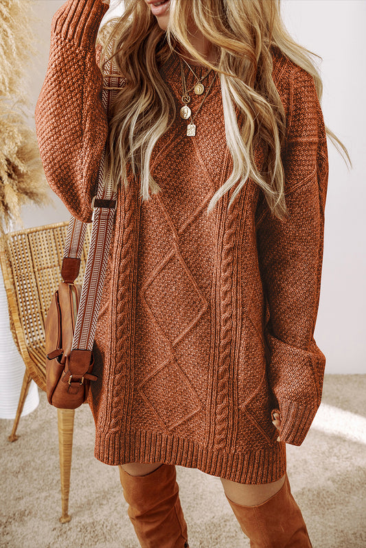 Knit Drop Shoulder Loose Fit Sweater Dress