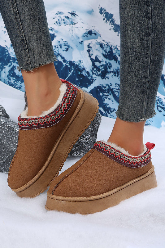 Suede Plush Lined Snow Boots